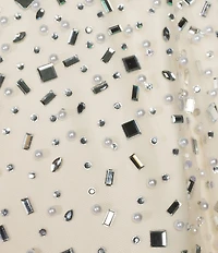 Mac Duggal Strapless Beaded Tulle Bow Tea Length Dress