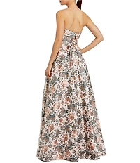 Mac Duggal Strapless Brocade A Line Gown