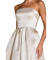 Mac Duggal Strapless Brocade A-Line Midi Dress