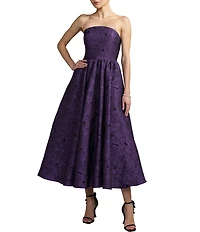 Mac Duggal Strapless Brocade A Line Midi Dress