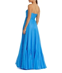 Mac Duggal Strapless Chiffon Gown With Braided Belt