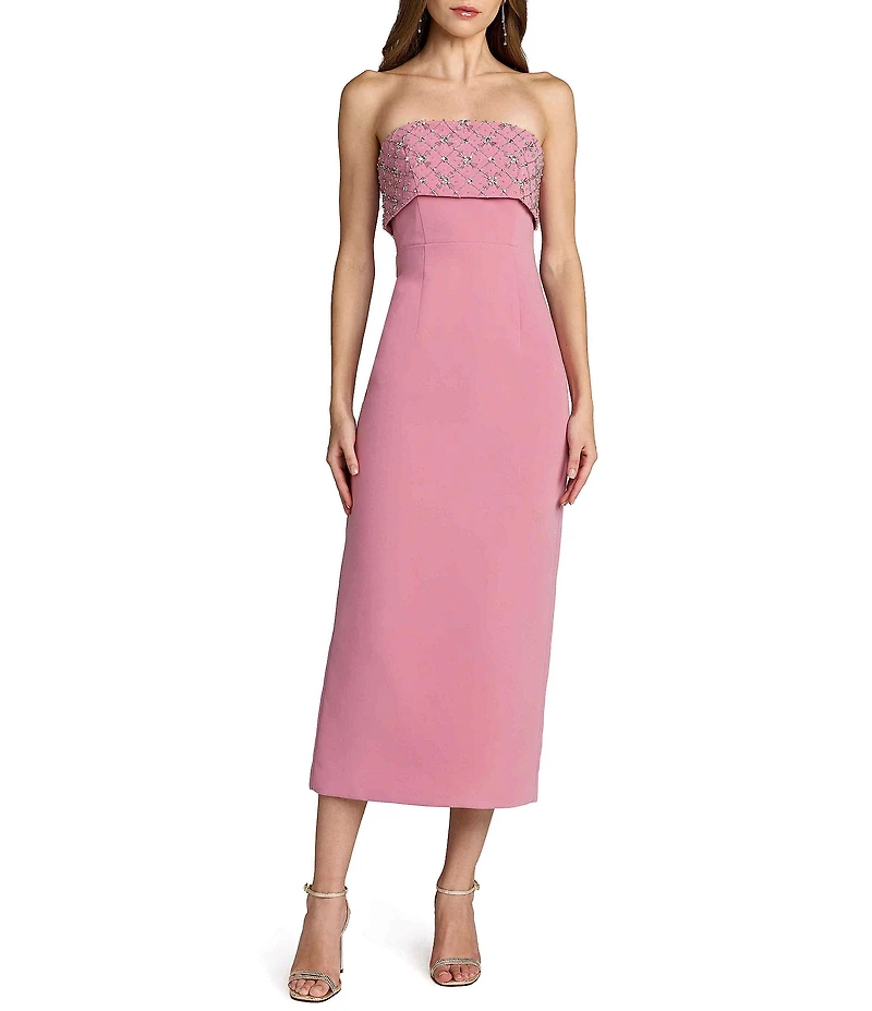 Mac Duggal Strapless Crepe Ankle Dress With Rhinestone Detail