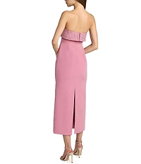 Mac Duggal Strapless Crepe Ankle Dress With Rhinestone Detail
