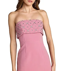 Mac Duggal Strapless Crepe Ankle Dress With Rhinestone Detail
