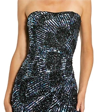 Mac Duggal Strapless Embellished Column Gown