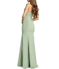 Mac Duggal Strapless Embellished Crepe Mermaid Gown