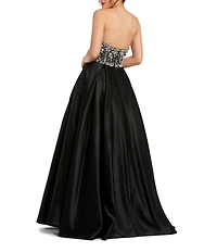 Mac Duggal Strapless Embellished Satin Gown