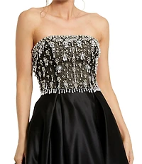 Mac Duggal Strapless Embellished Satin Gown