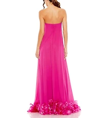 Mac Duggal Strapless Flare Feather Hem Gown