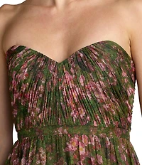 Mac Duggal Strapless Floral Chiffon ball Gown With Ruffles