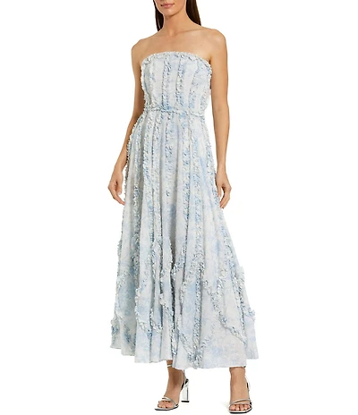 Mac Duggal Strapless Floral Ruffled Gown