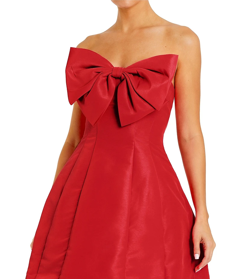 Mac Duggal Strapless Oversized Bow Fit and Flare Mini Dress
