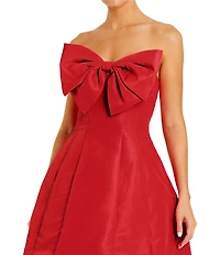 Mac Duggal Strapless Oversized Bow Fit and Flare Mini Dress
