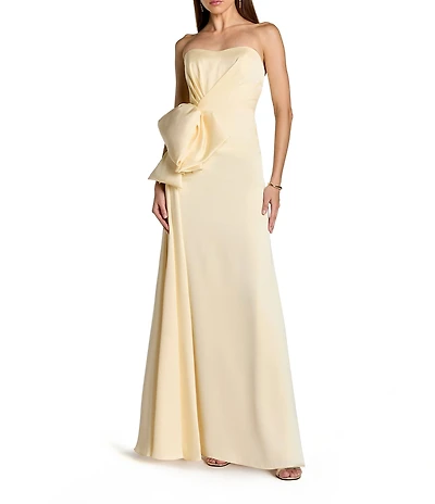 Mac Duggal Strapless Satin Gown With Bow