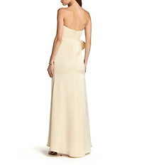 Mac Duggal Strapless Satin Gown With Bow
