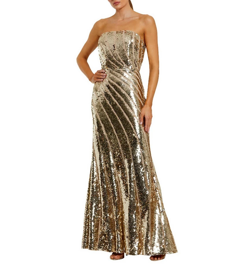 Mac Duggal Strapless Sequin Sheath Gown