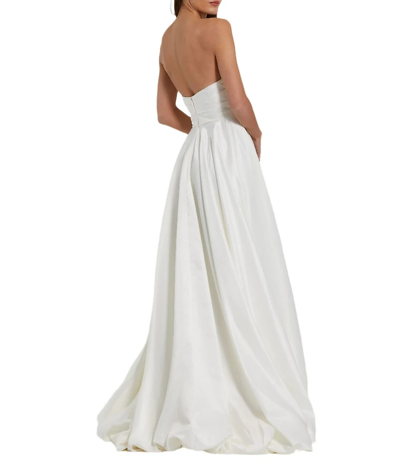 Mac Duggal Strapless Sleeveless Ruched Asymmetrical Bubble Hem Gown