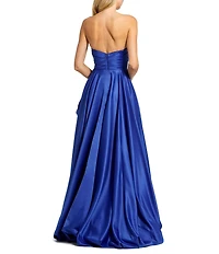 Mac Duggal Strapless Sleeveless Ruched Asymmetrical Bubble Hem Gown