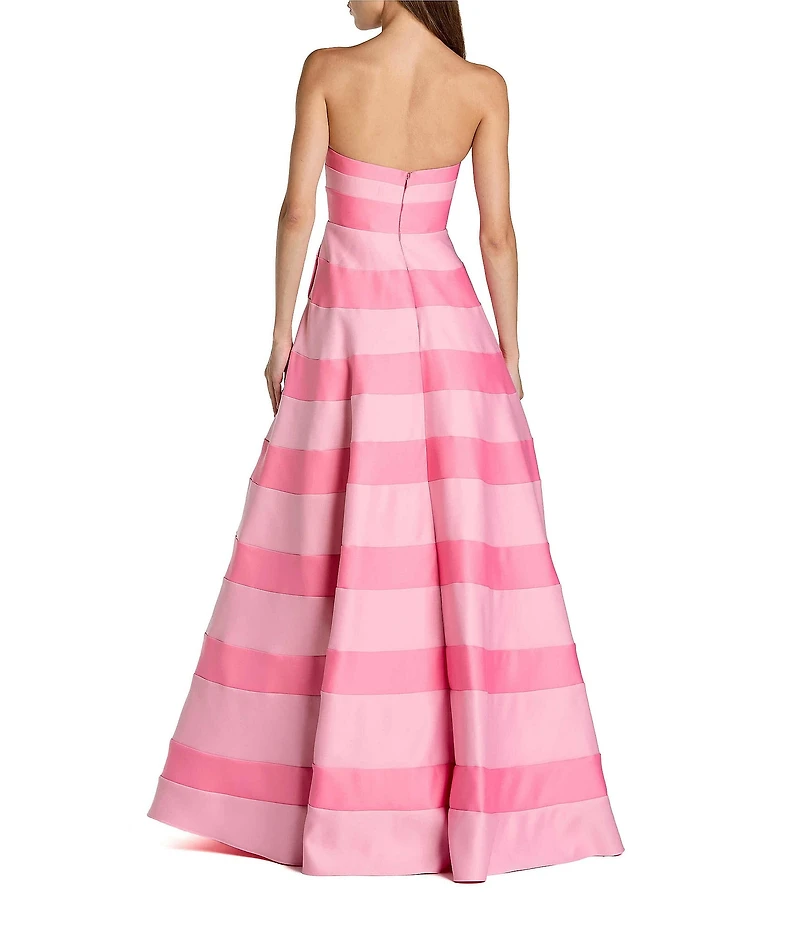 Mac Duggal Strapless Stripe Ballgown With Pockets