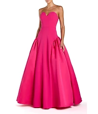 Mac Duggal Strapless Sweetheart Crepe Gown With Satin Skirt