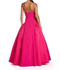 Mac Duggal Strapless Sweetheart Crepe Gown With Satin Skirt