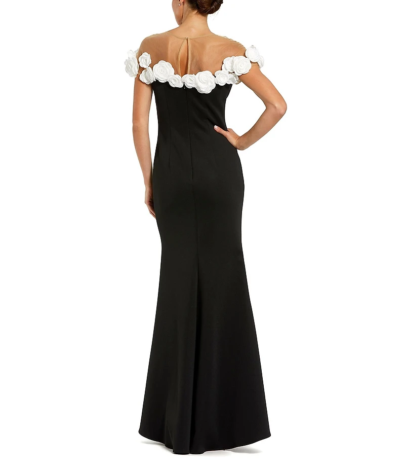Mac Duggal Stretch Crepe Mermaid Gown With 3D Flower Applique
