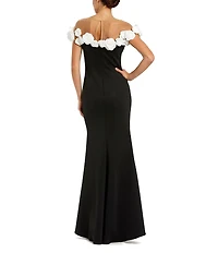 Mac Duggal Stretch Crepe Mermaid Gown With 3D Flower Applique