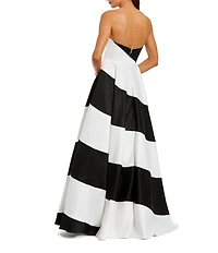 Mac Duggal Striped Satin Strapless Ball Gown