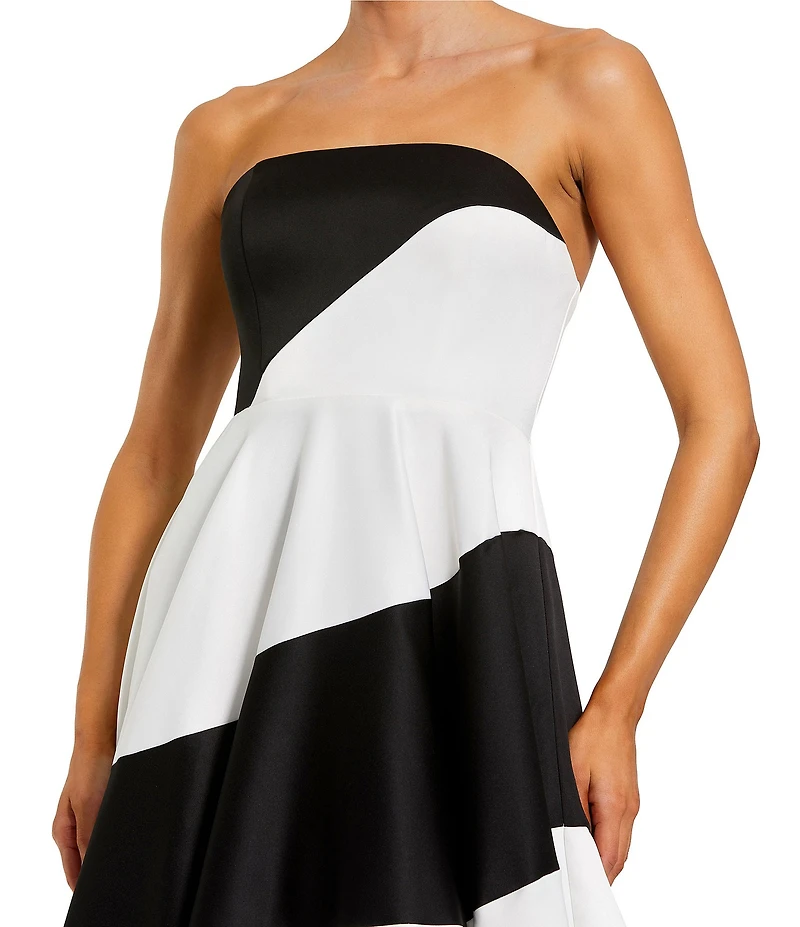Mac Duggal Striped Satin Strapless Ball Gown