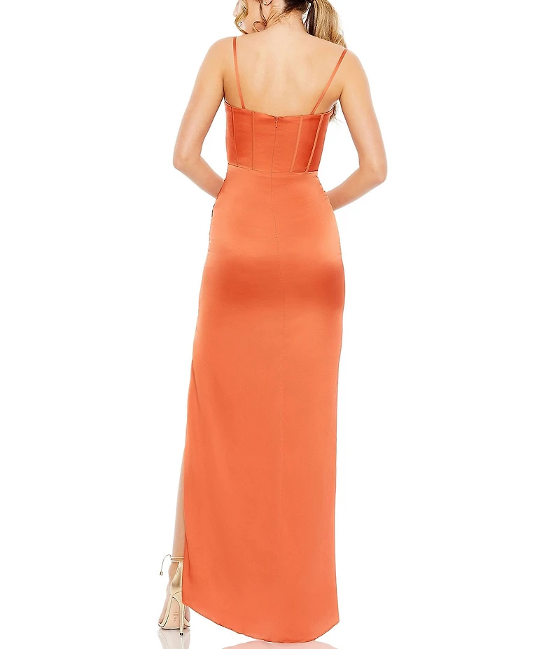 Mac Duggal Sweetheart Neckline Corset Top Satin Column Gown