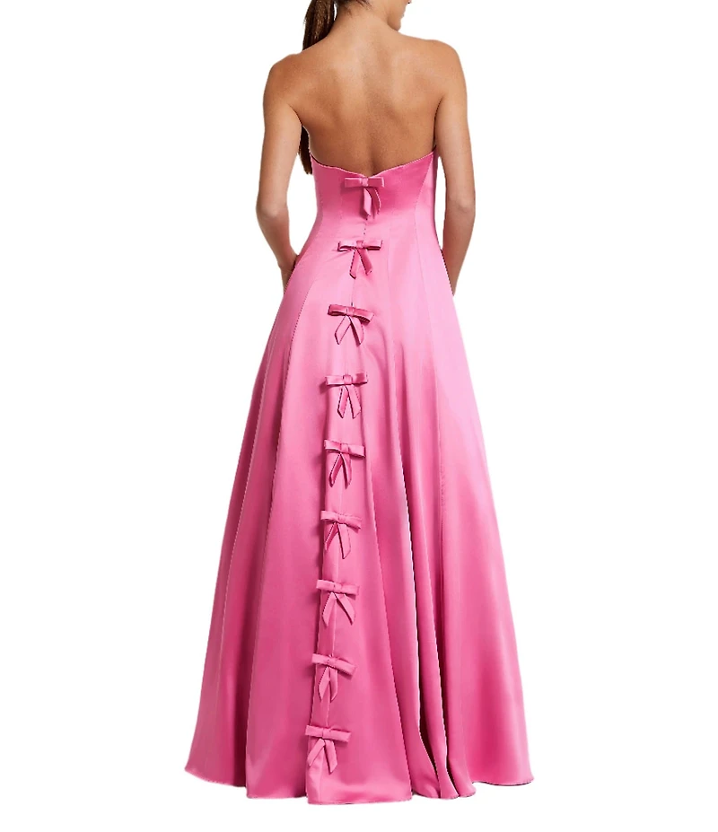 Mac Duggal Sweetheart Strapless Bow Back Satin Ballgown