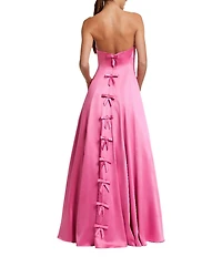 Mac Duggal Sweetheart Strapless Bow Back Satin Ballgown