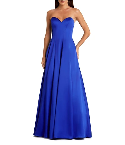Mac Duggal Sweetheart Strapless Bow Back Satin Gown