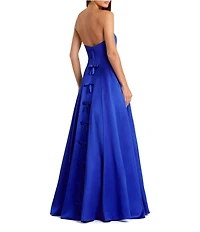 Mac Duggal Sweetheart Strapless Bow Back Satin Gown