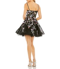 Mac Duggal Thin Strap Floral Embroidered Detail Mini Dress