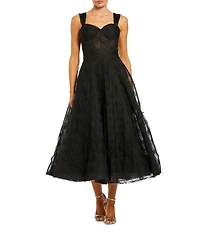 Mac Duggal Tulle Sweetheart Neck Midi Dress