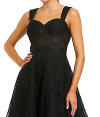 Mac Duggal Tulle Sweetheart Neck Midi Dress