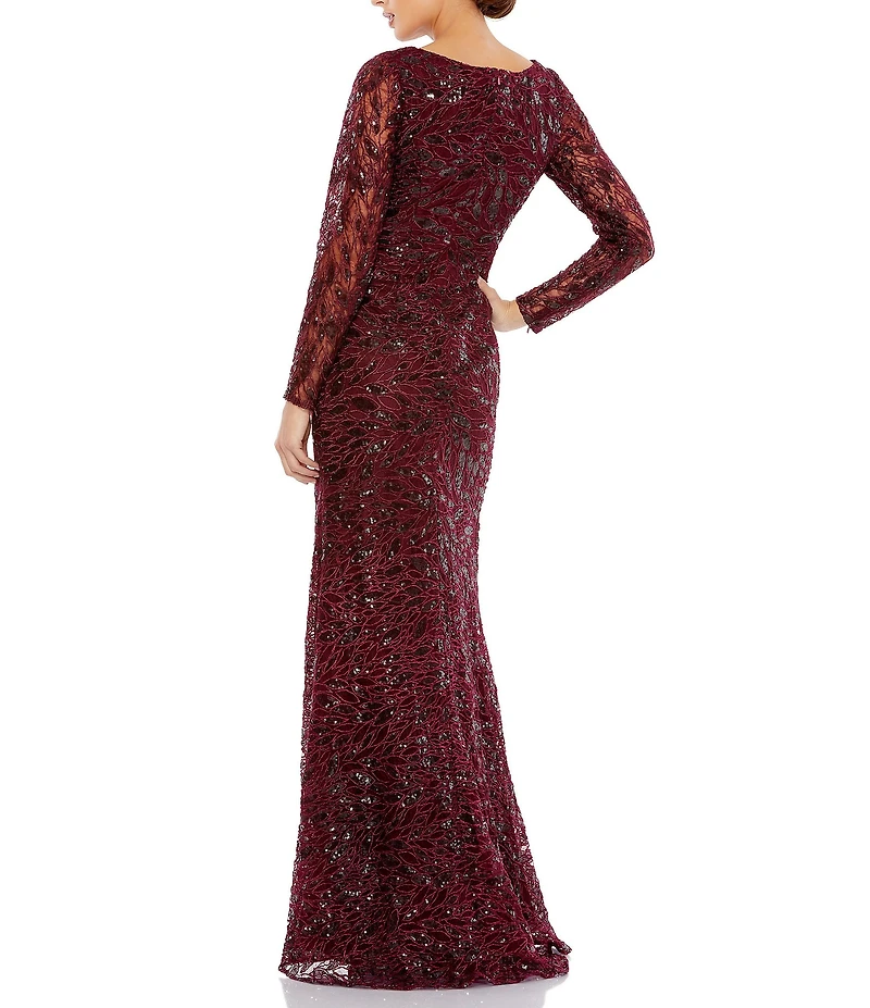 Mac Duggal V-Neck Sequined Faux Wrap Gown