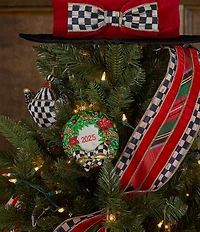 MacKenzie-Childs 2025 Christmas Holly Wreath Glass Ornament