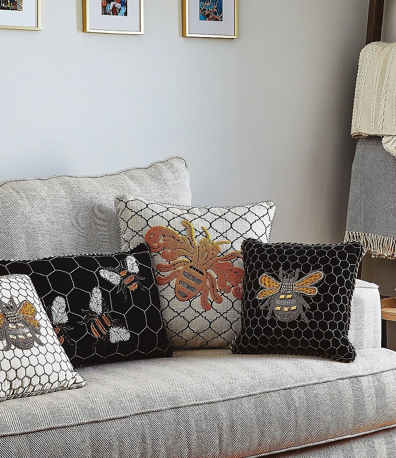 MacKenzie-Childs Beaded Queen Bee Square Pillow