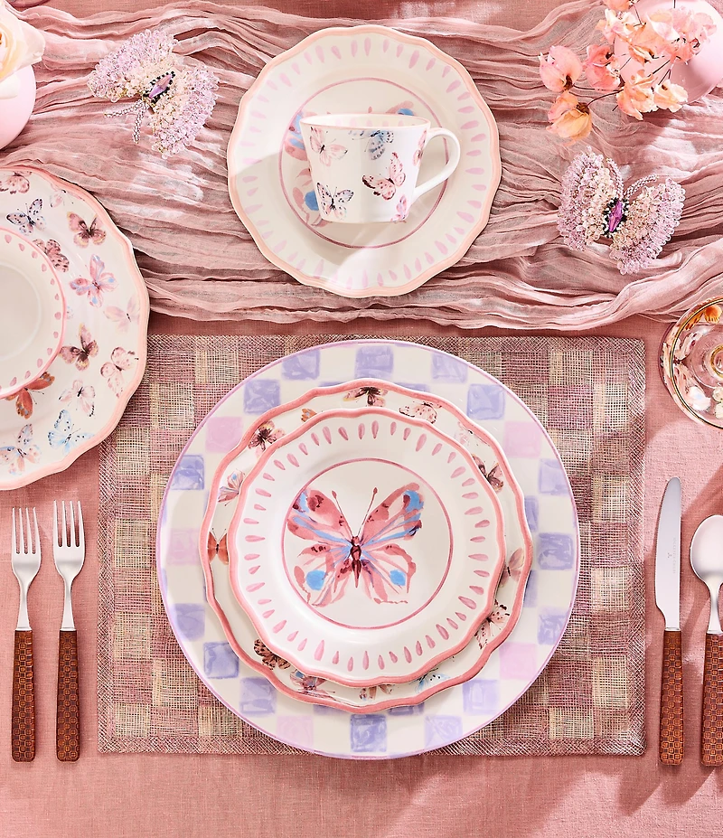 MacKenzie-Childs Butterfly Hill Scalloped Dinner Plate