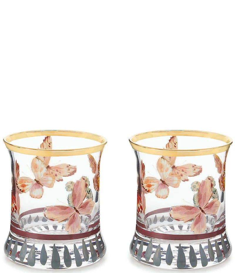 MacKenzie-Childs Butterfly Hill Tumbler Glass, Set of 2