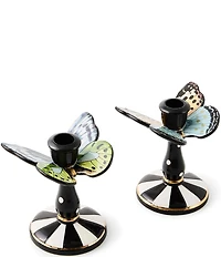 MacKenzie-Childs Butterfly Toile Tall Butterfly Candlesticks, Set of 2