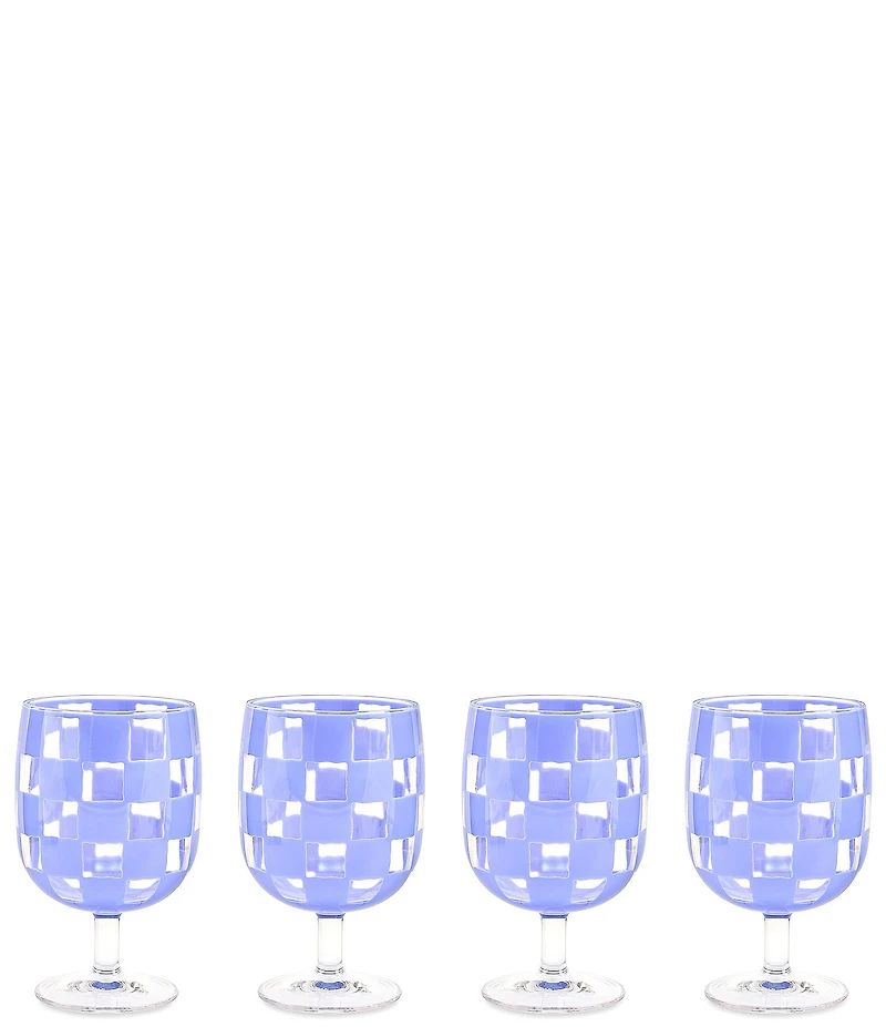 MacKenzie-Childs Check Acrylic Water Goblets, Set of 4