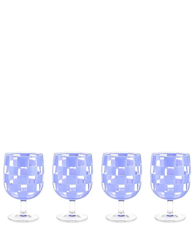 MacKenzie-Childs Check Acrylic Water Goblets, Set of 4