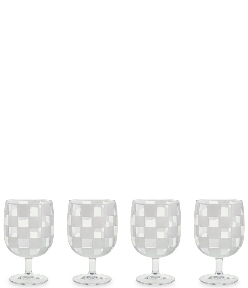 MacKenzie-Childs Check Acrylic Water Goblets, Set of 4