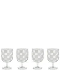 MacKenzie-Childs Check Acrylic Water Goblets, Set of 4