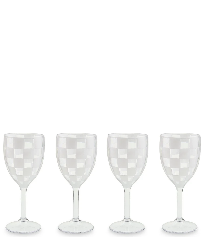 MacKenzie-Childs Check Acrylic Wine Goblets, Set of 4