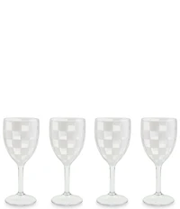 MacKenzie-Childs Check Acrylic Wine Goblets, Set of 4