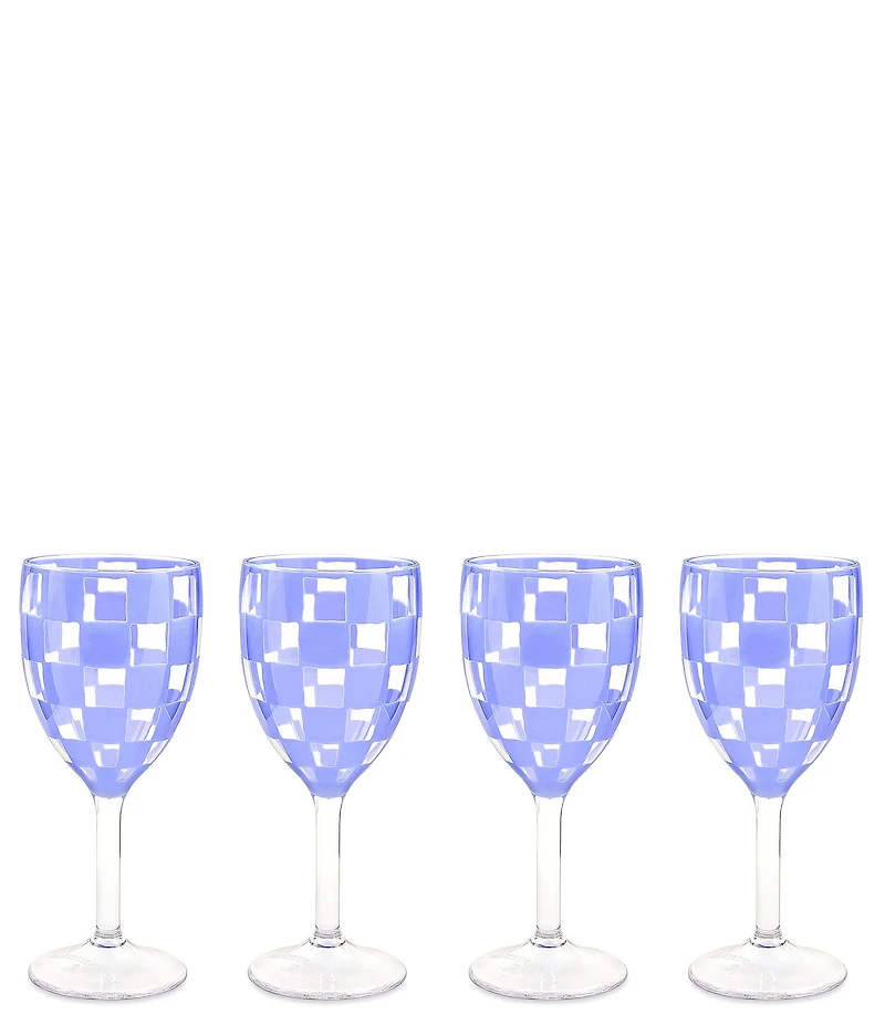 MacKenzie-Childs Check Acrylic Wine Goblets, Set of 4